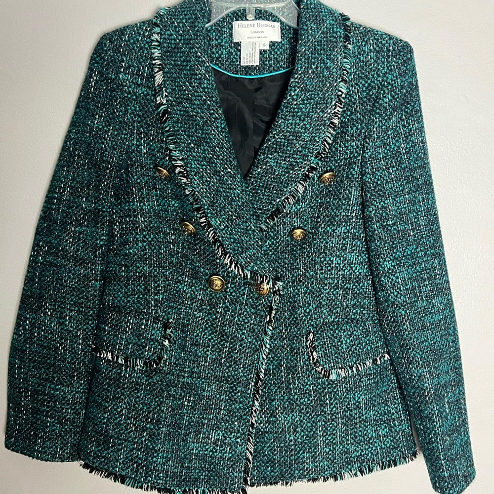 Helene Berman London Green Tweed Jacket Size S